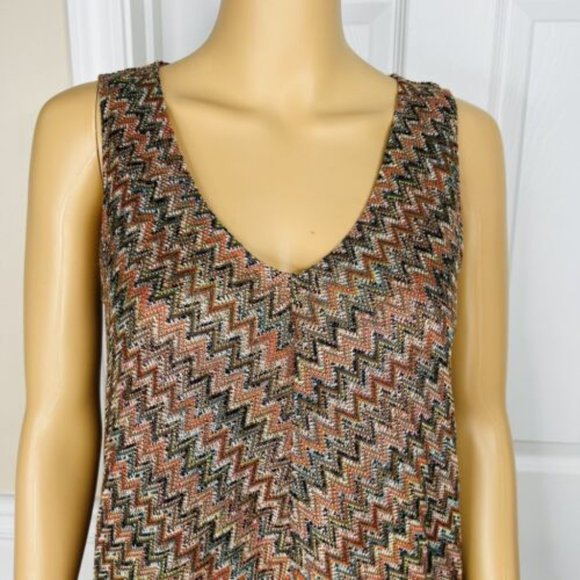 Anthropologie Maeve Westwater Knit Dress Size XS Brown Chevron Motif Lined New - Picture 5 of 9